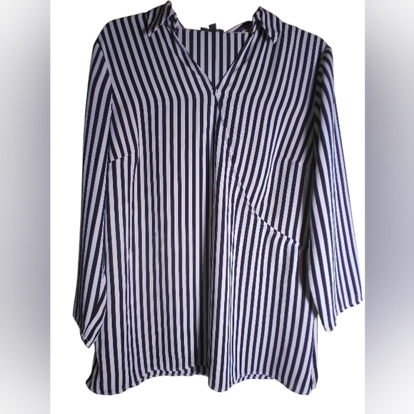 Talbots Tops - Talbots Black And White Striped Womens Top Size M Side Zip Office Casual